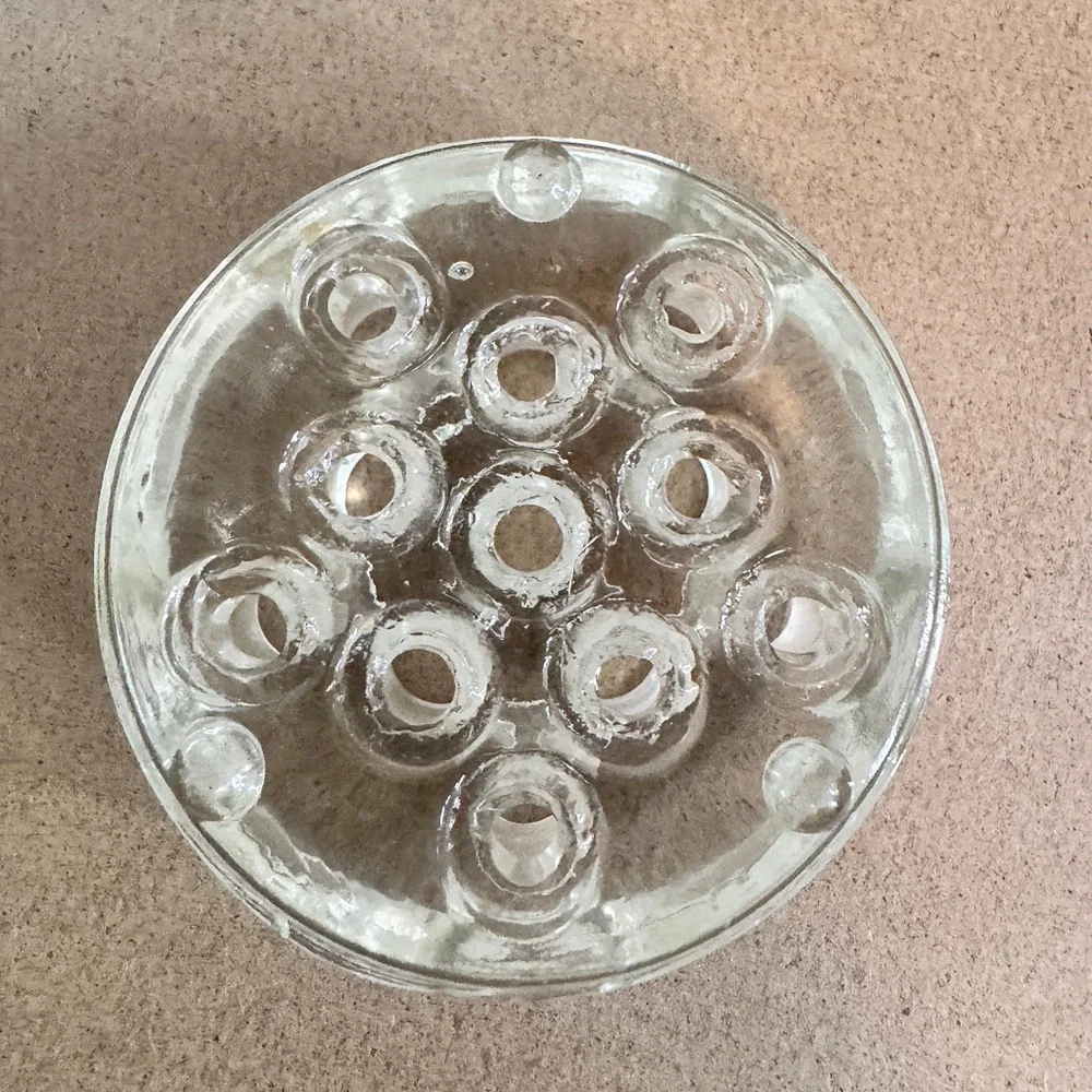 Vintage Glass Flower Frog (11 hole)